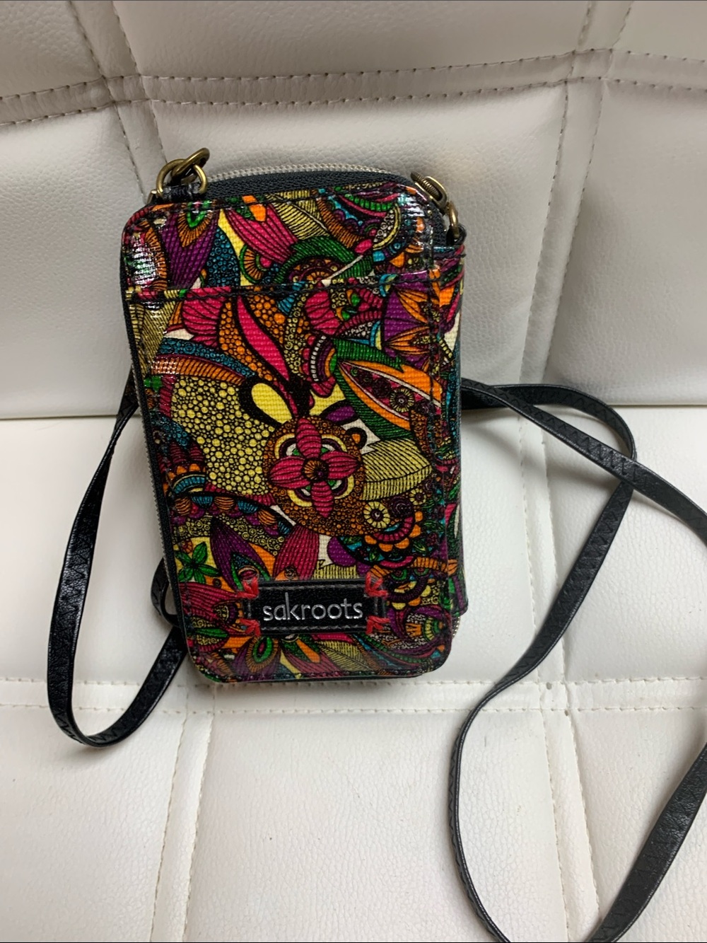 Sakroots Coated Canvas Crossbody Cardholder Purse Travel Festival